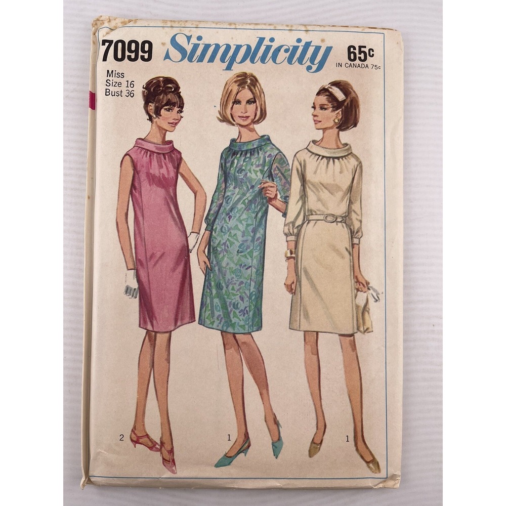 VTG SIMPLICITY PATTERN 7099‎ Misses' One-Piece Dress Size 16 Uncut FF